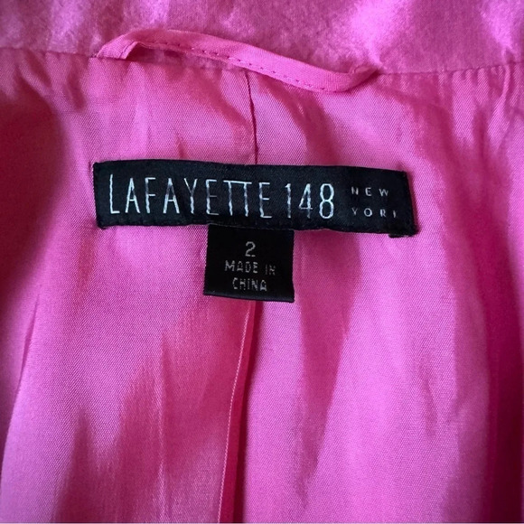 Lafayette 148 Pink Trench Jacket US 2 Belted Overcoat Barbiecore Style - Picture 4 of 8
